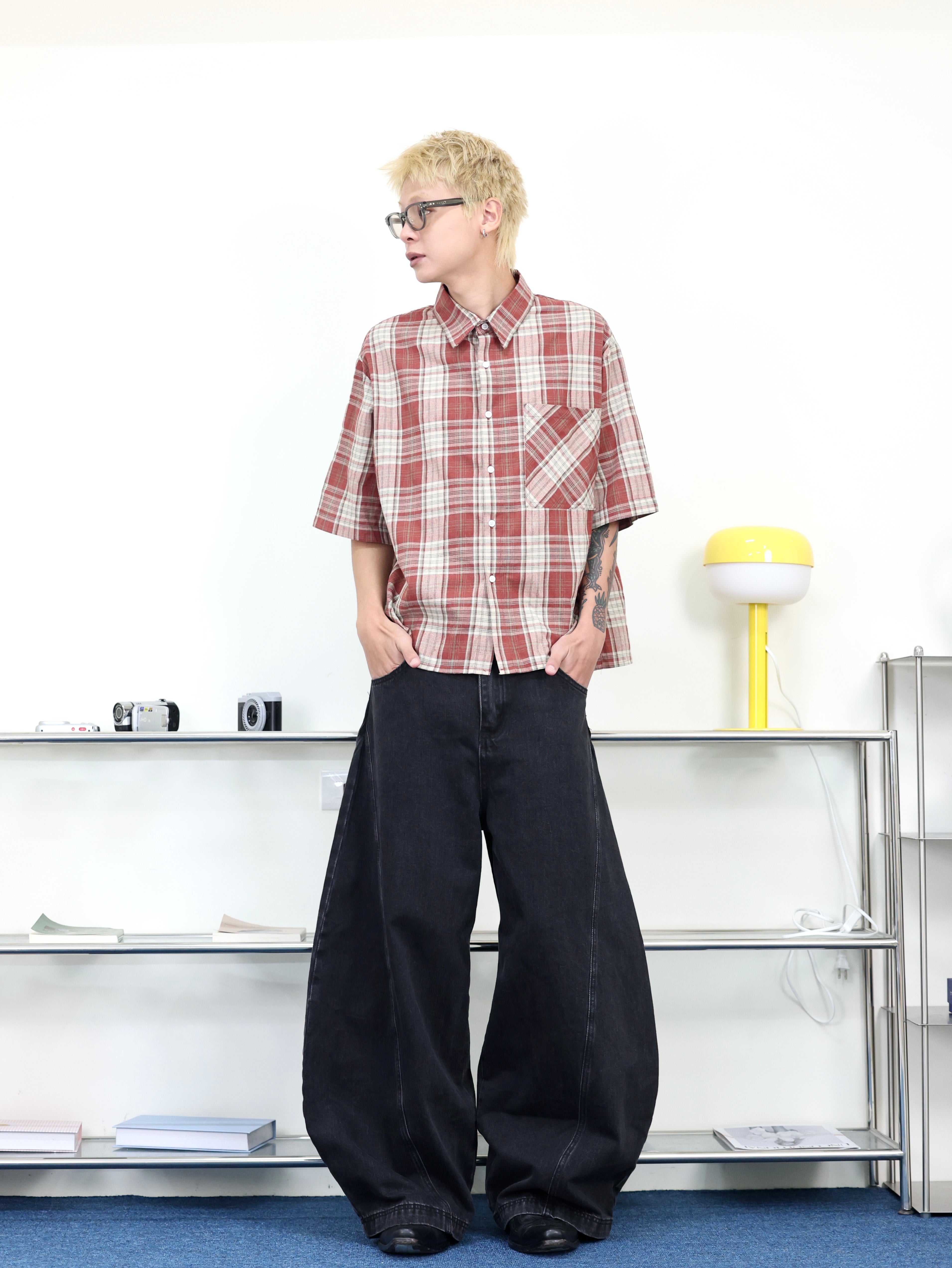 美式 街頭 高街  baggy pants 寬鬆 落地 復古 彎刀牛仔褲