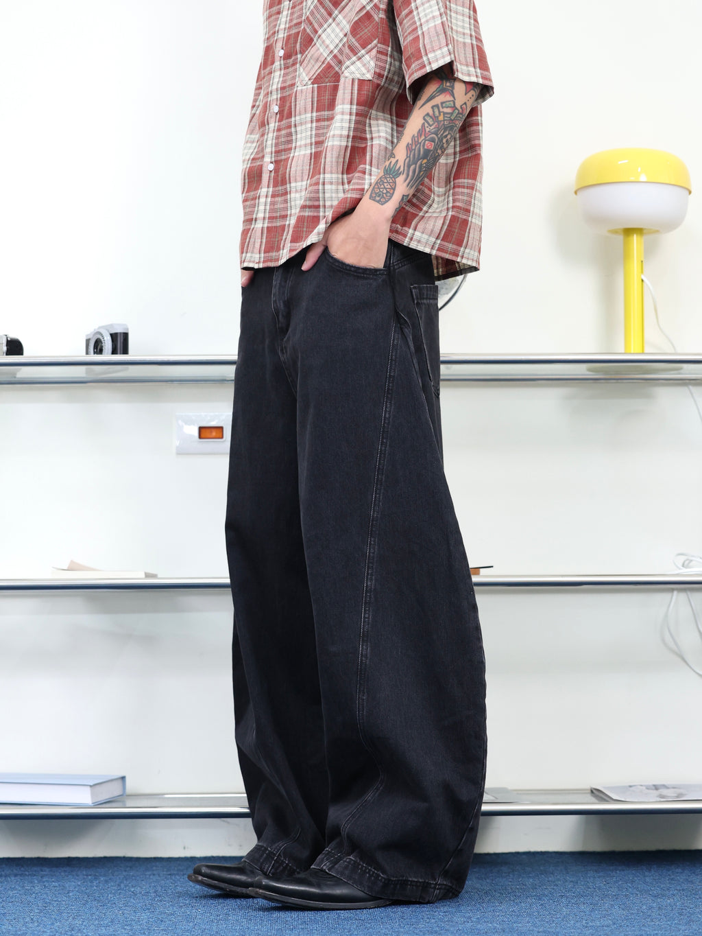 美式 街頭 高街  baggy pants 寬鬆 落地 復古 彎刀牛仔褲