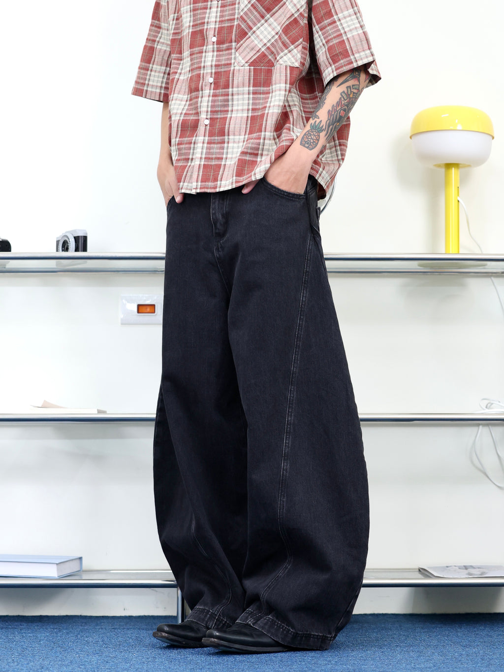 美式 街頭 高街  baggy pants 寬鬆 落地 復古 彎刀牛仔褲