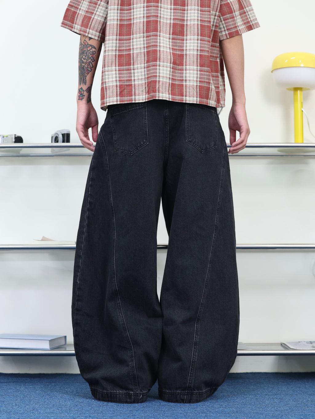 美式 街頭 高街  baggy pants 寬鬆 落地 復古 彎刀牛仔褲
