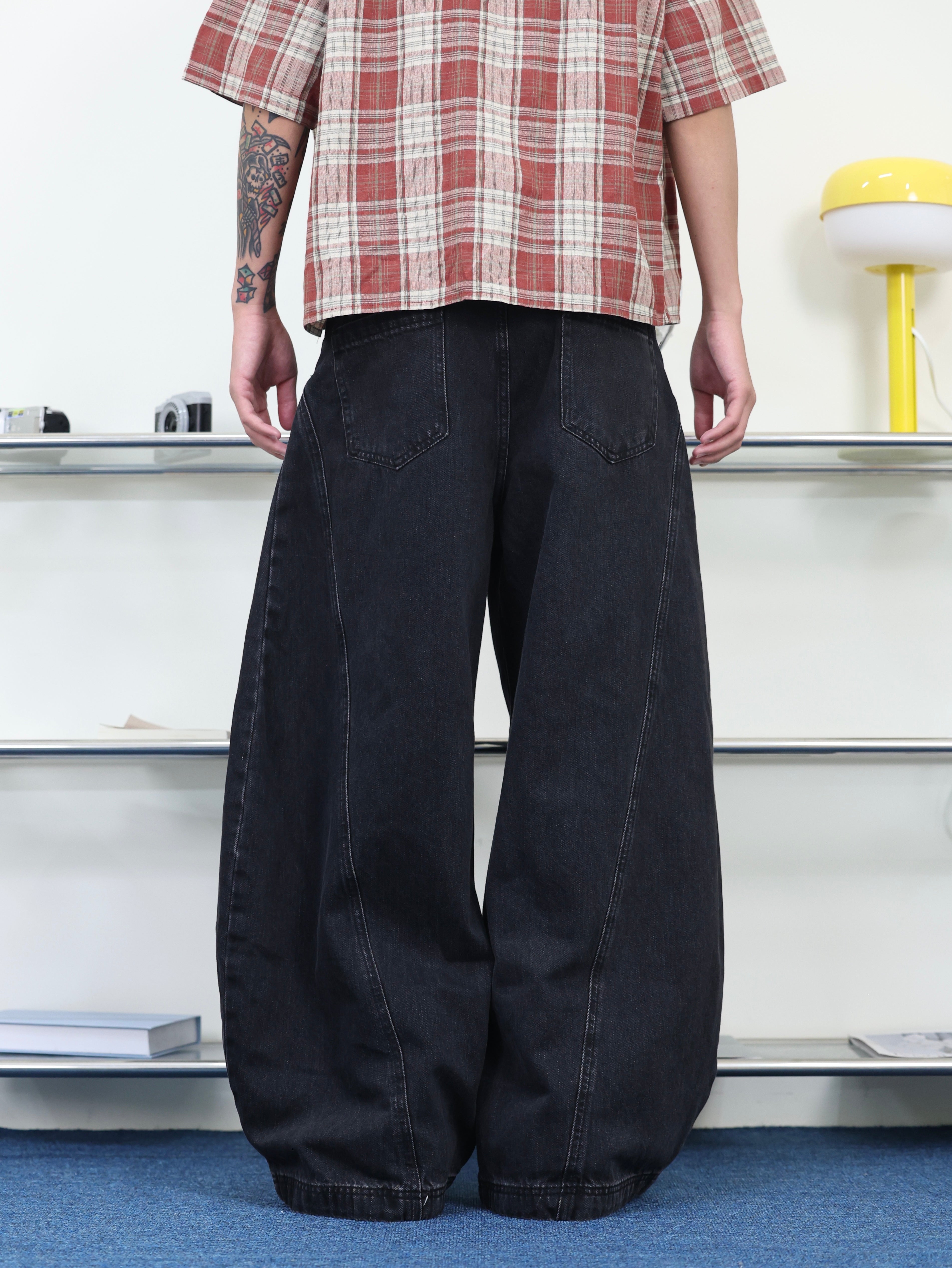 美式 街頭 高街  baggy pants 寬鬆 落地 復古 彎刀牛仔褲