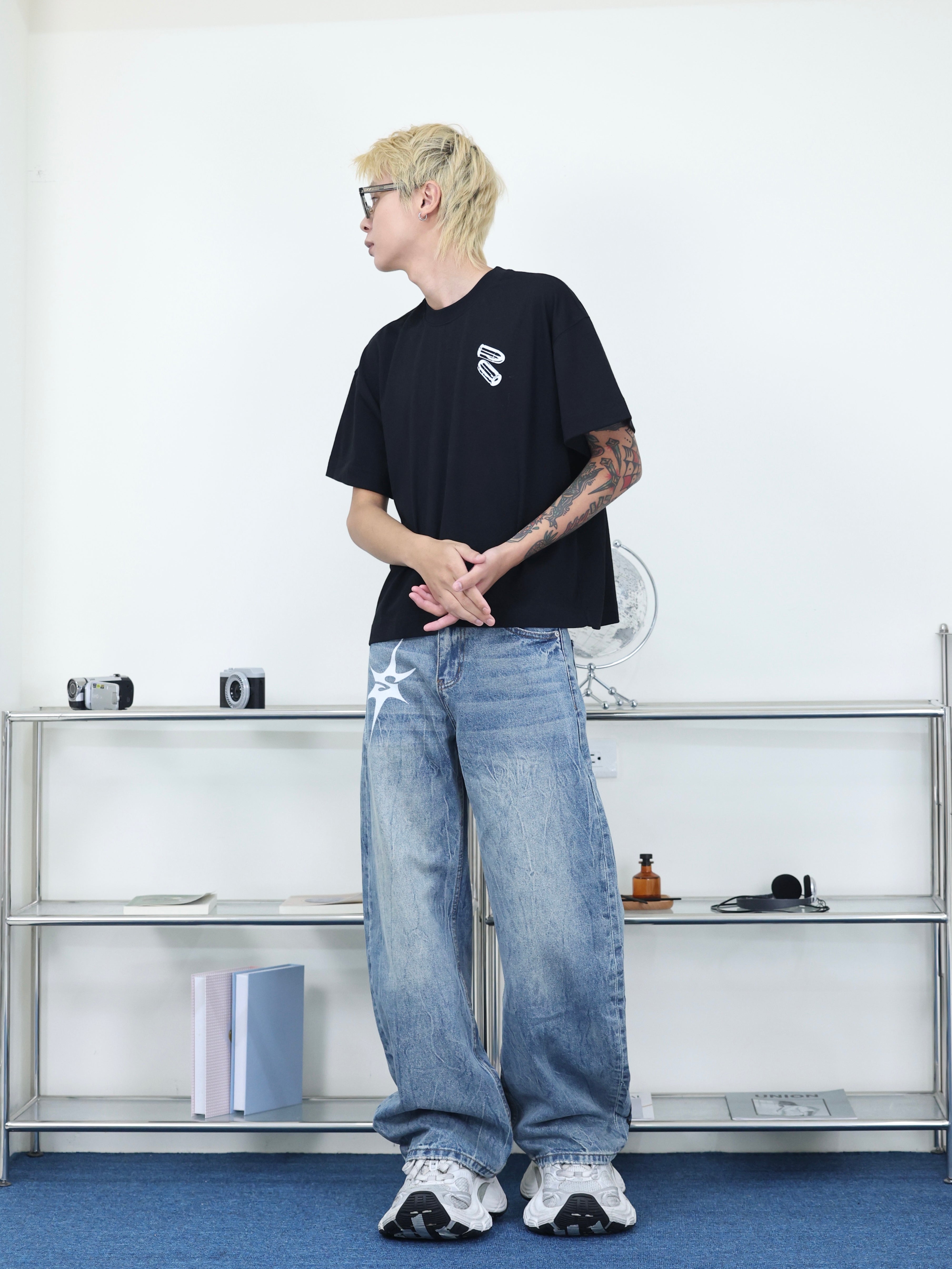 Y-ZONE 自訂款 子彈 軍火阿婆 剪影 印花 BOXY 短寬 短袖
