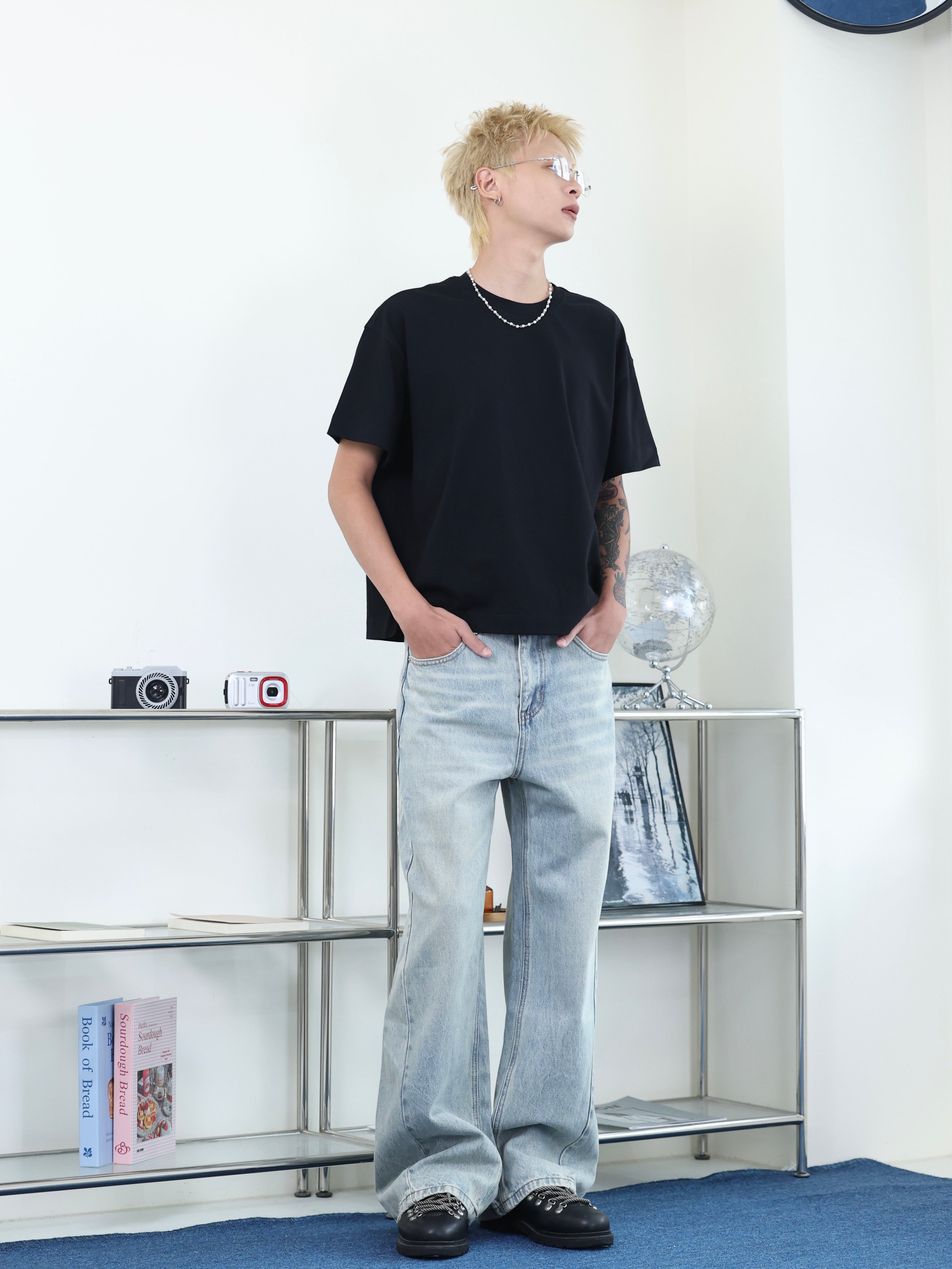 基本款 clean fit 水洗 解構設計 直筒牛仔褲