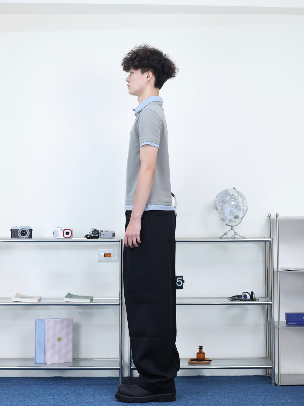 老錢風 打褶 重磅 挺闊 黑色直筒西裝褲