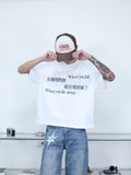 Y-ZONE 自訂款 惡搞標語 “在哪裡跌倒就在哪裡躺下” 短寬短袖