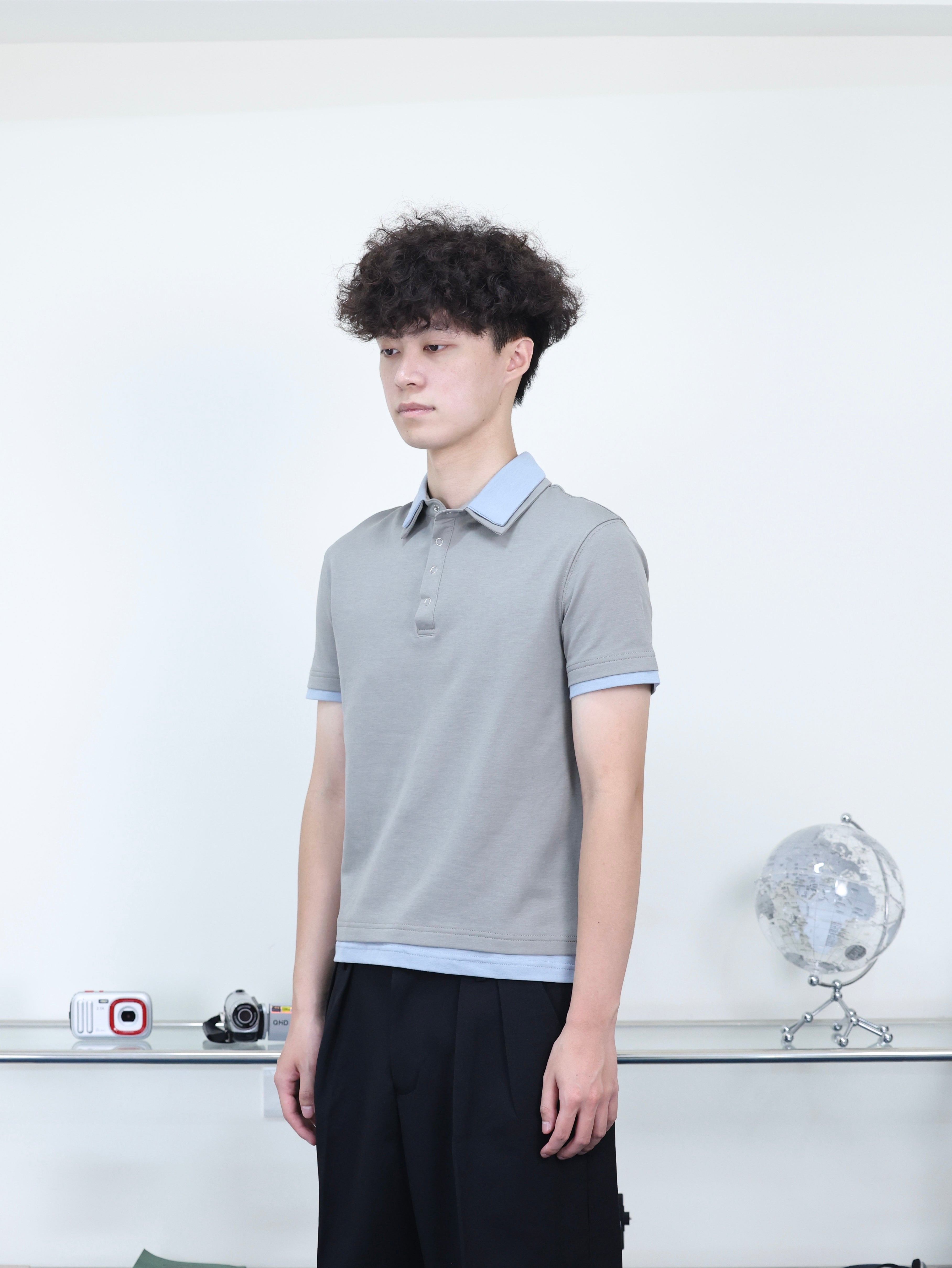 老錢風 休閒 假兩件 正肩 合身 polo衫