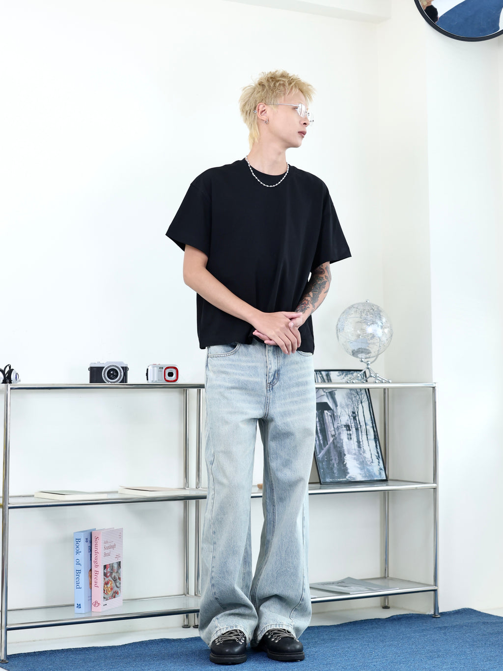 基本款 clean fit 水洗 解構設計 直筒牛仔褲