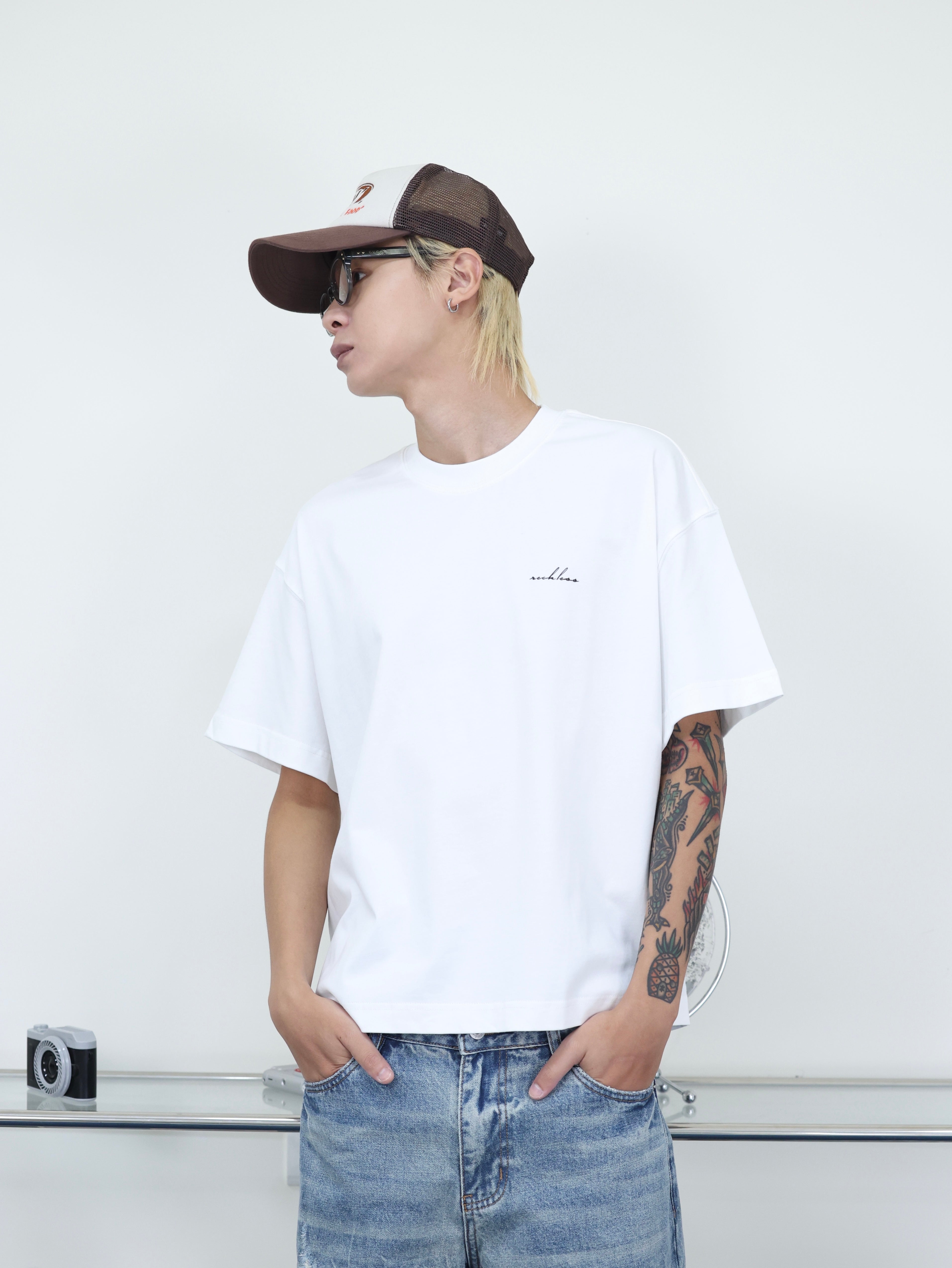 Y-ZONE 自訂款 基本百搭款 字母斑駁印花 BOXY 短寬 短袖