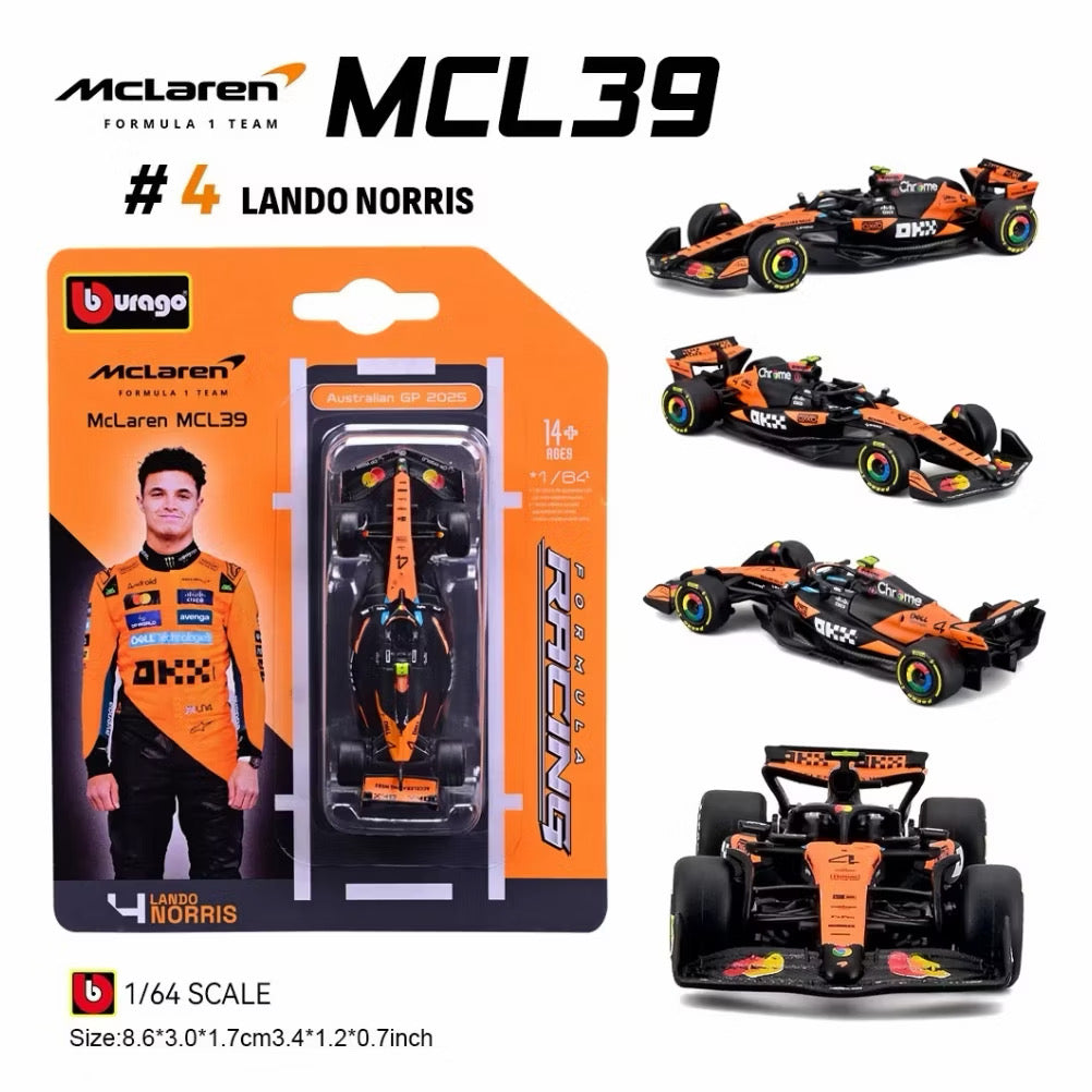 Bburago 1:64 F1 賽車模型 Mclaren 麥拉倫 MCL39 Lando Norris Oscar Piastri