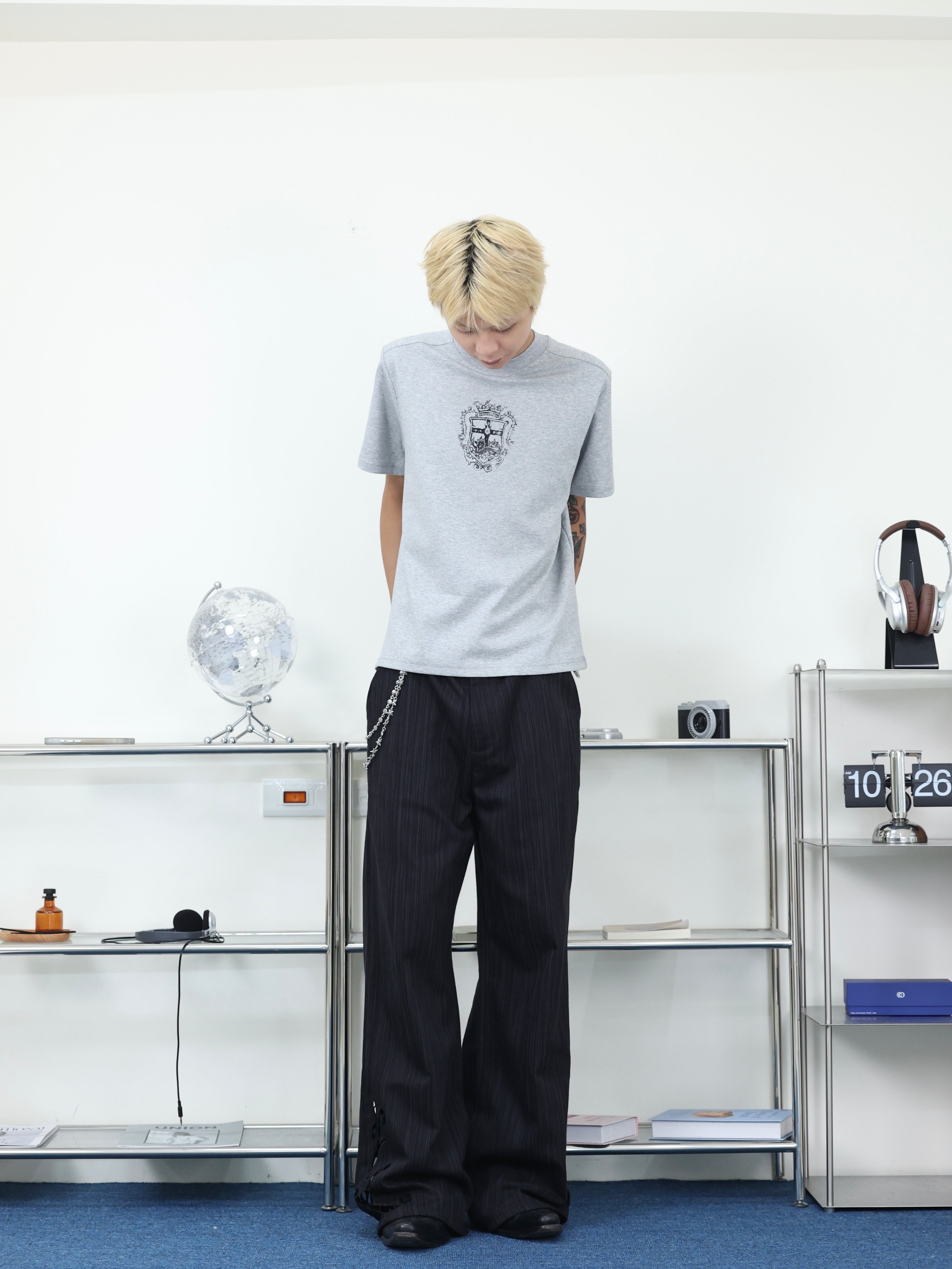 美式 街頭 正肩 短版 解構設計 立體印花 短袖