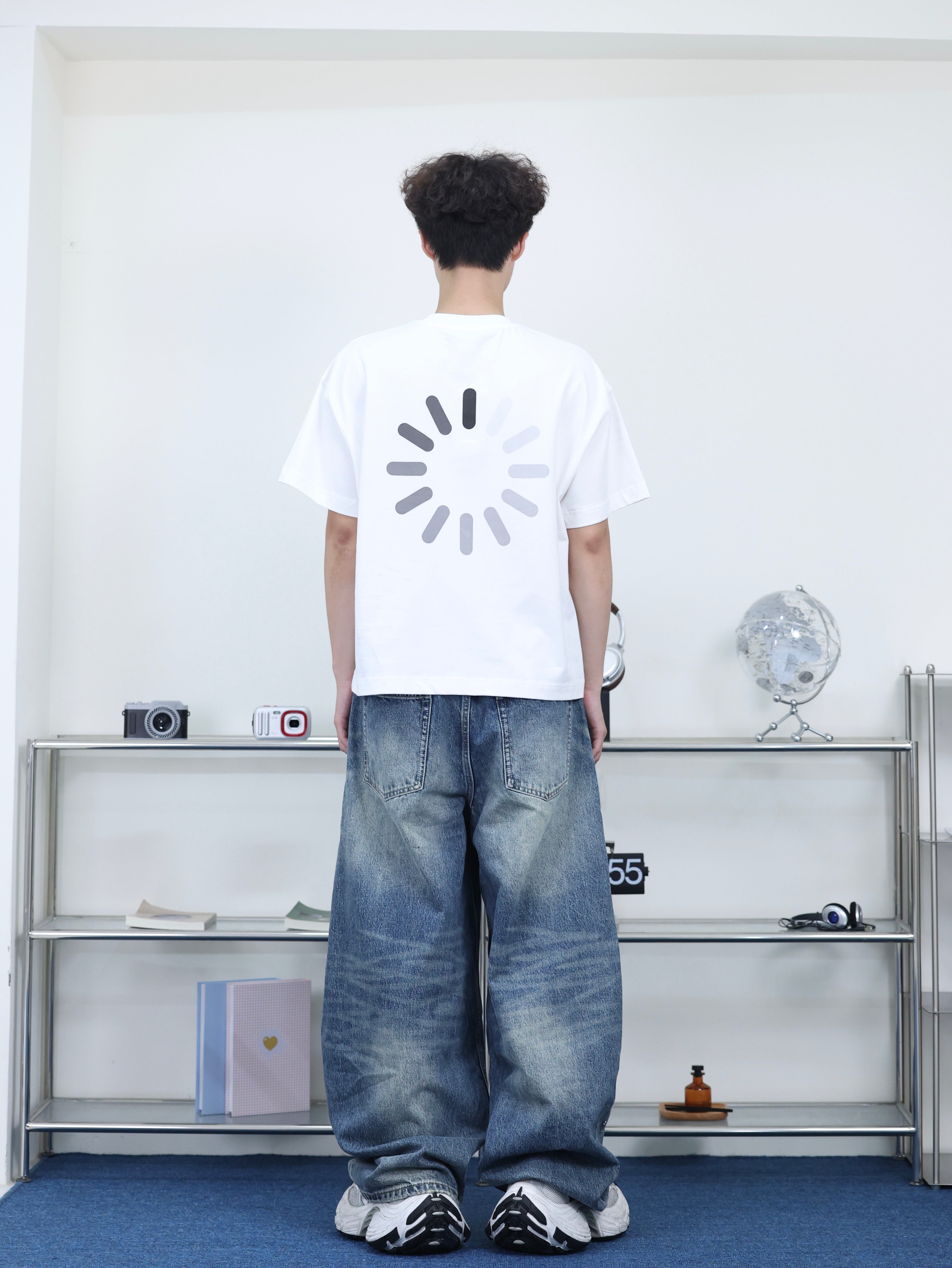 美式 珍珠 卯釘 帶鑽 手工 高質感 水洗 微彎牛仔褲