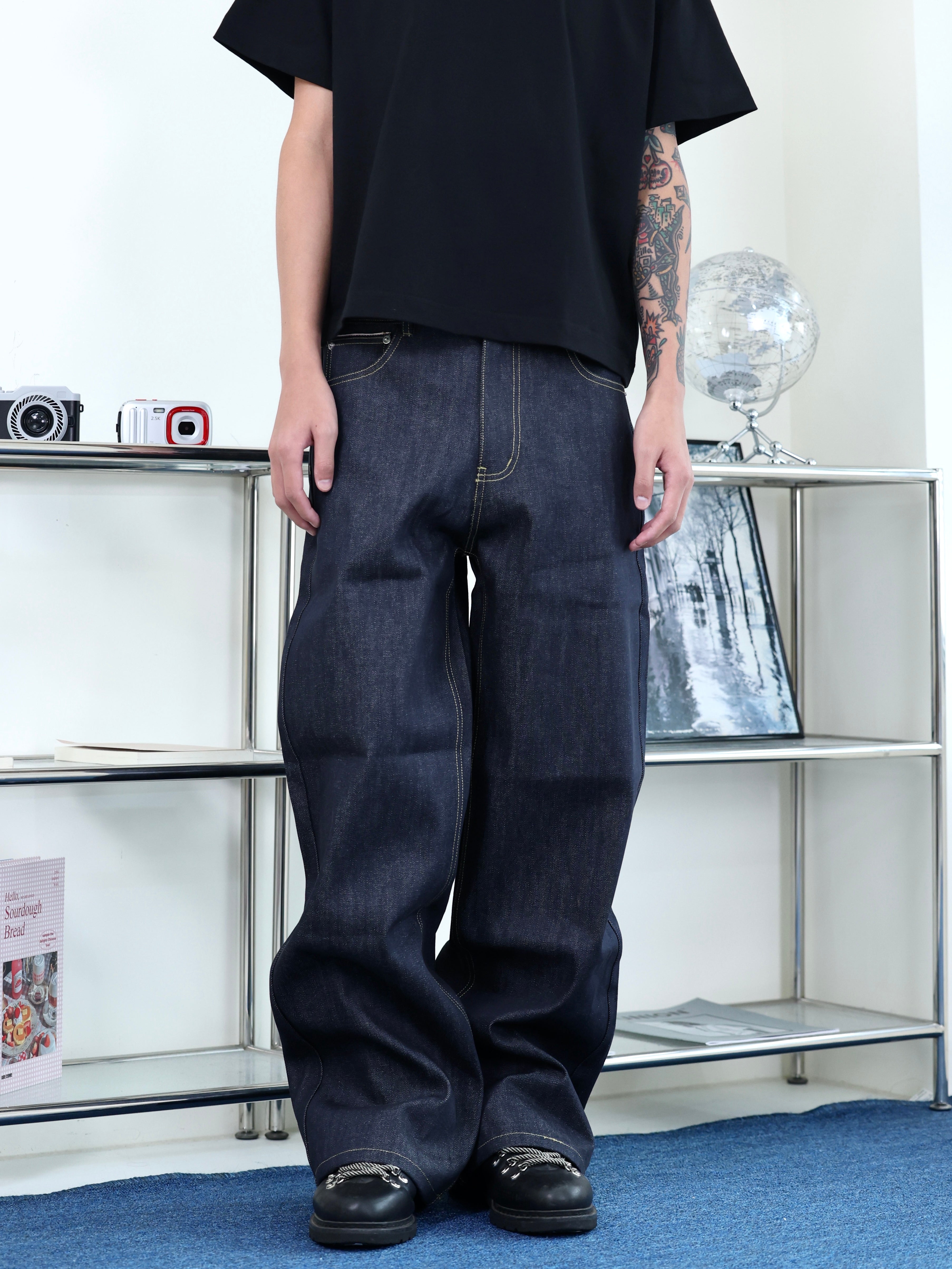 美式 14盎司 高磅數 原牛 重工 硬挺 原色牛仔褲