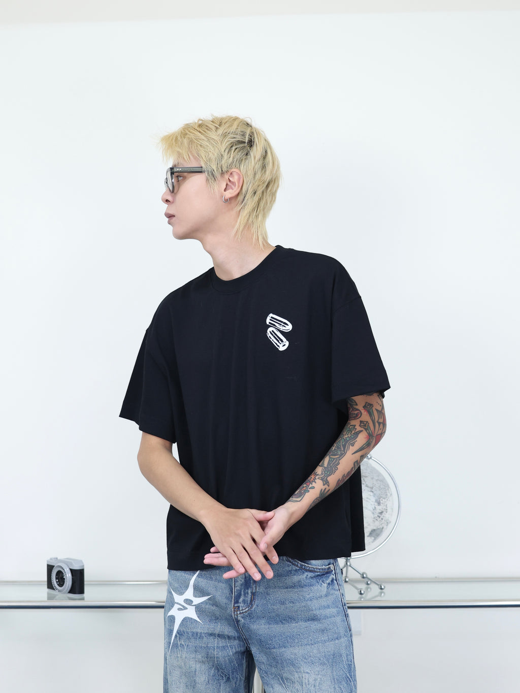 Y-ZONE 自訂款 子彈 軍火阿婆 剪影 印花 BOXY 短寬 短袖