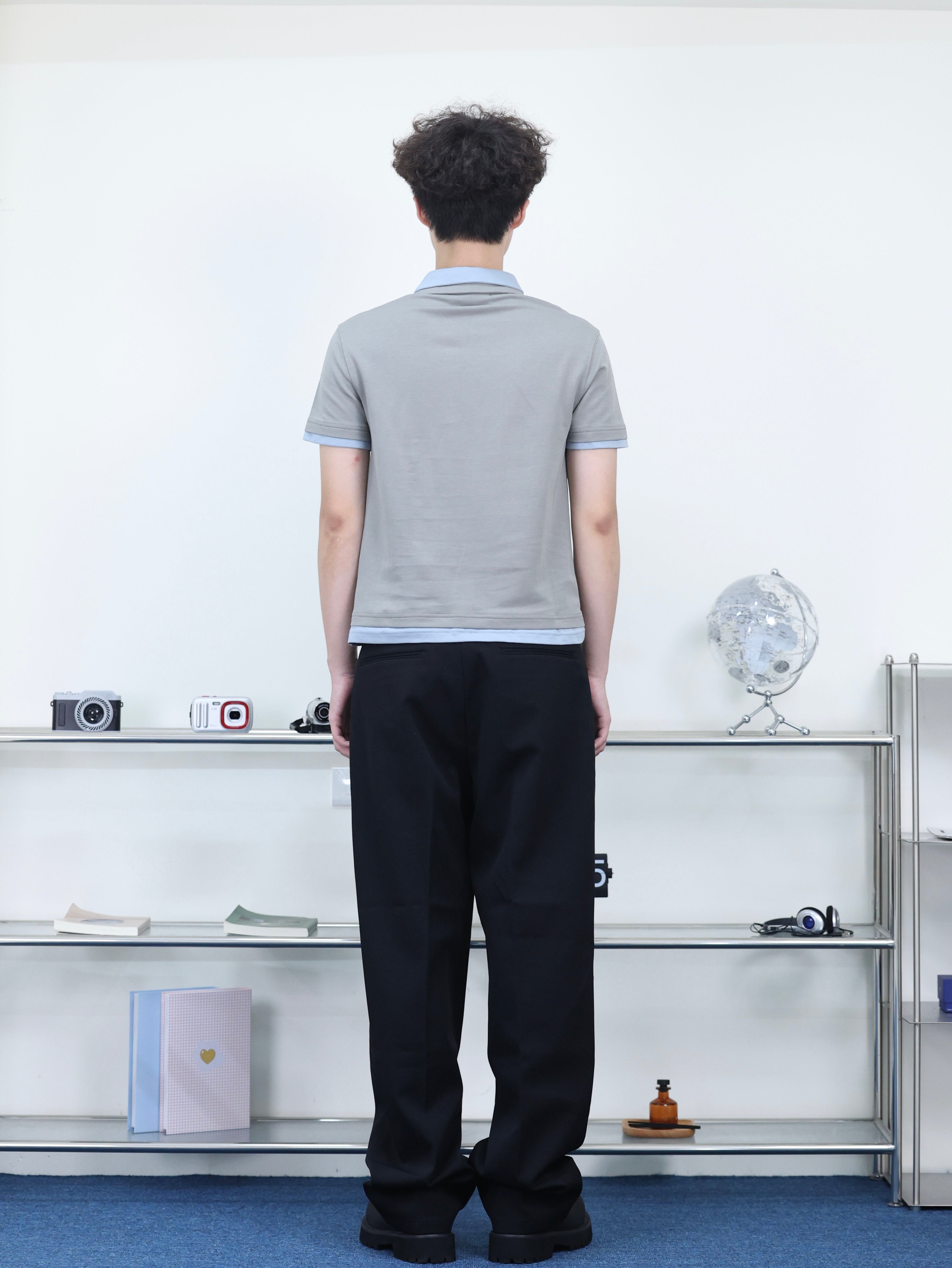老錢風 打褶 重磅 挺闊 黑色直筒西裝褲