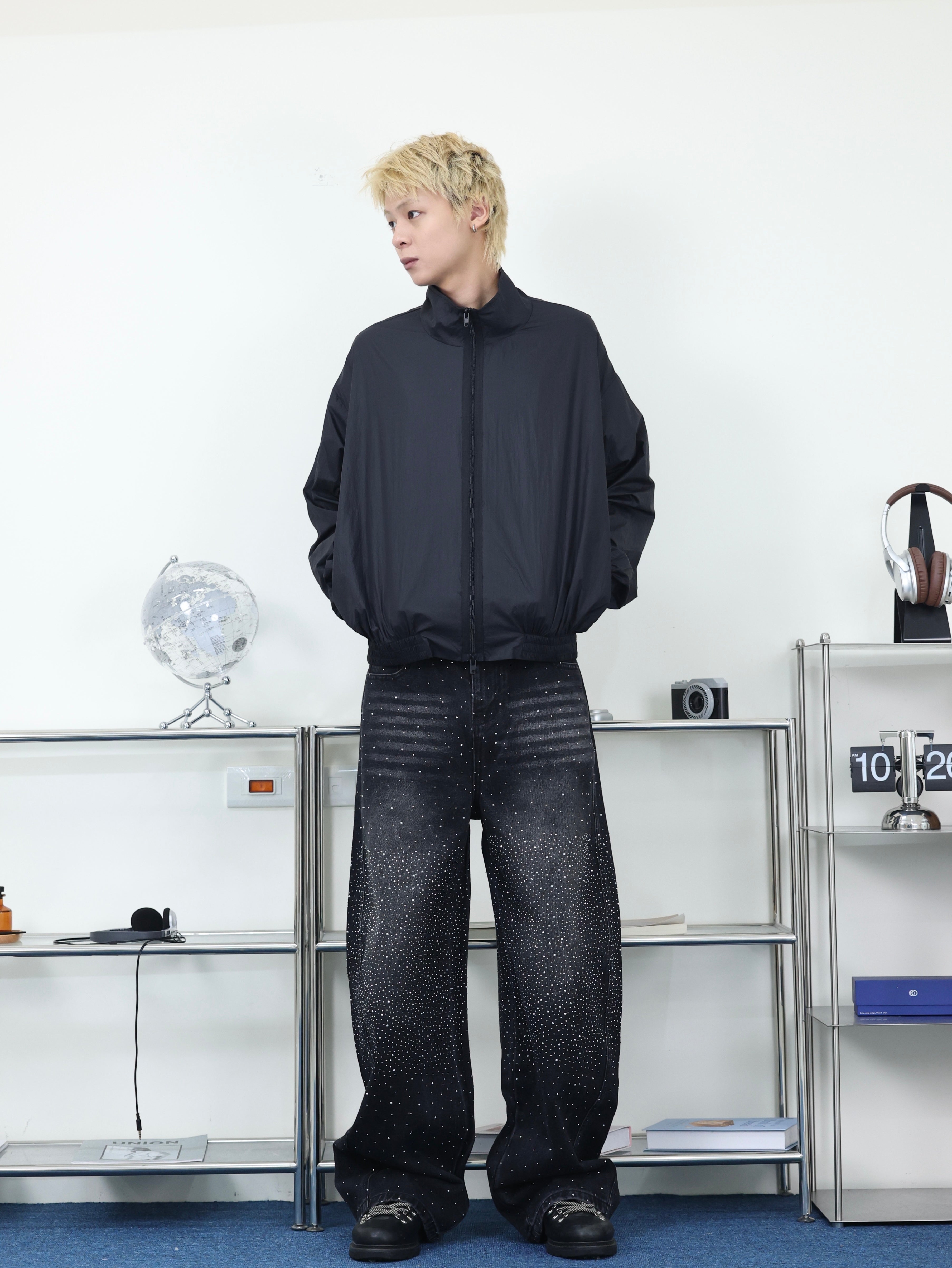 街頭 寬鬆 立體刺繡文字 立領 透氣 春夏防曬外套