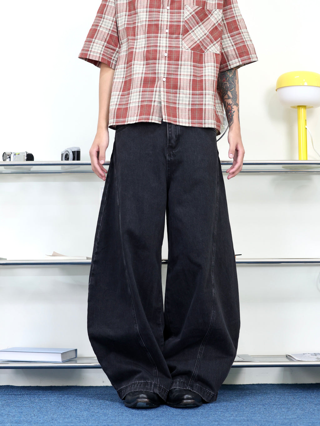 美式 街頭 高街  baggy pants 寬鬆 落地 復古 彎刀牛仔褲